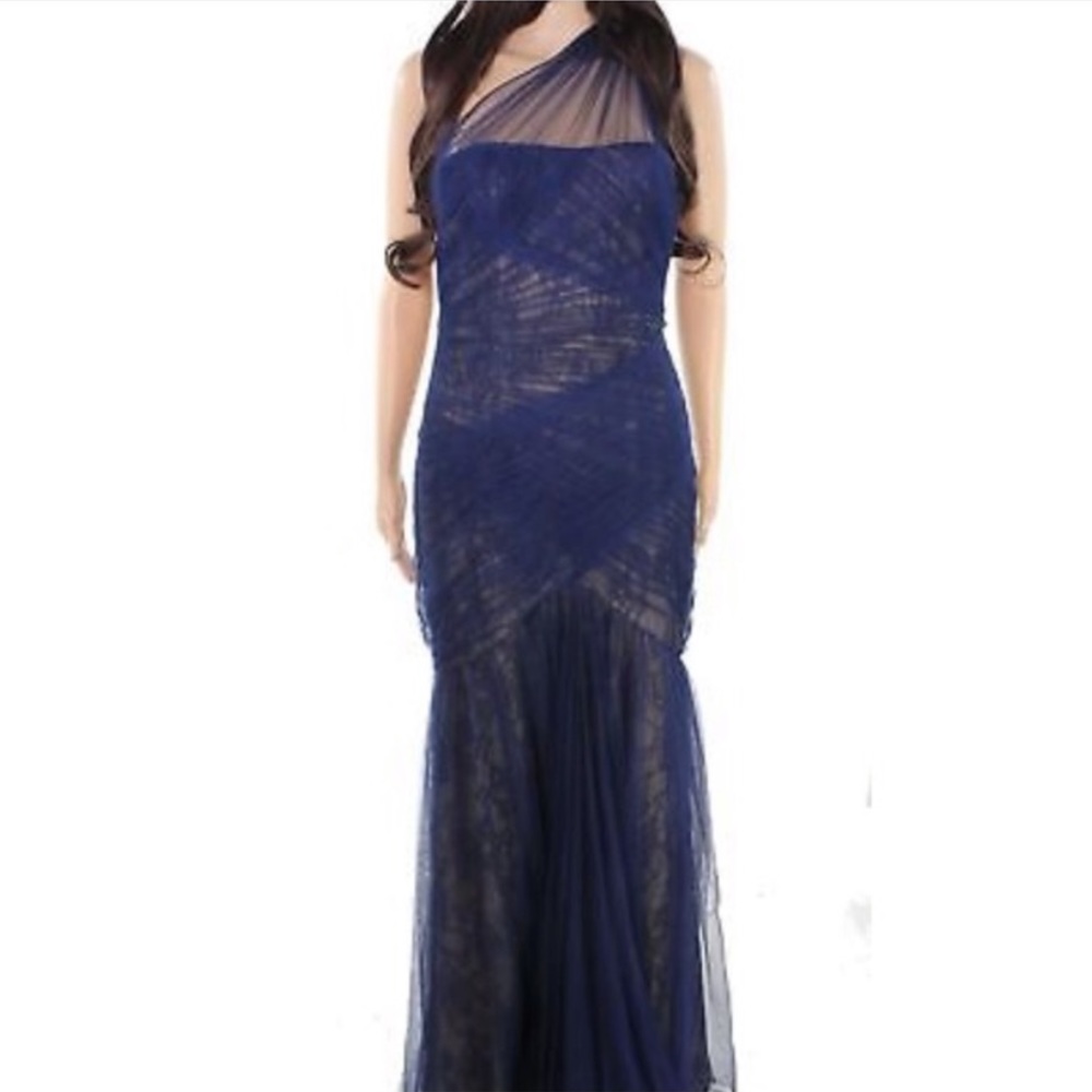 Monique Lhuillier size 10 one shoulder navy formal
